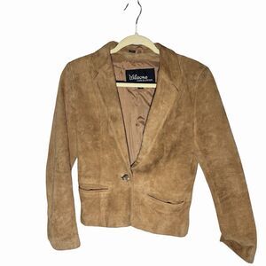 Wilson’s Suede Leather Tan Camel Blazer Women's Size 10 - See Measurements